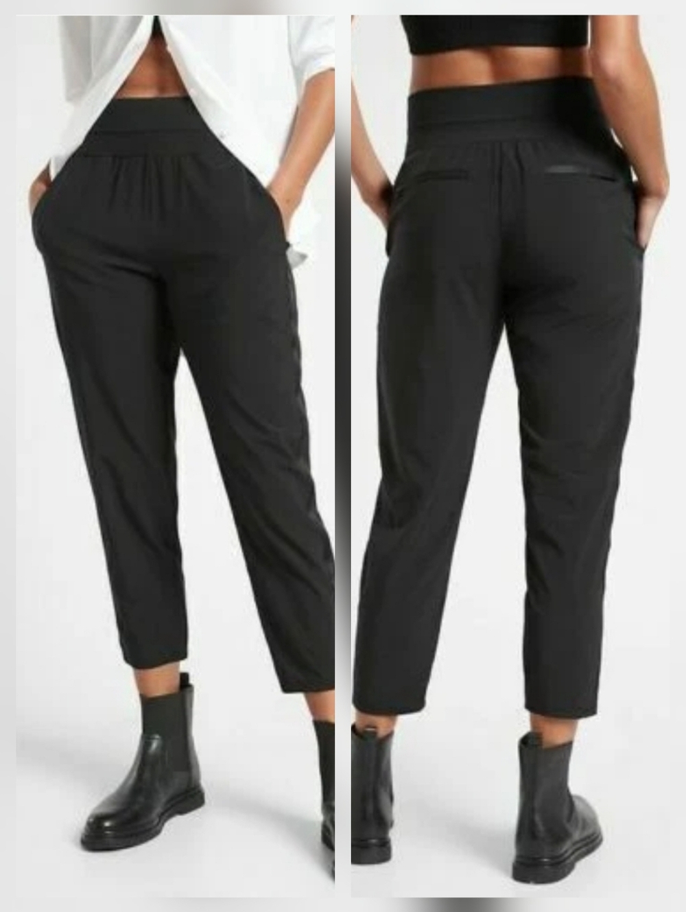 Athleta Nolita Slim Crop Tapered Pant Pockets